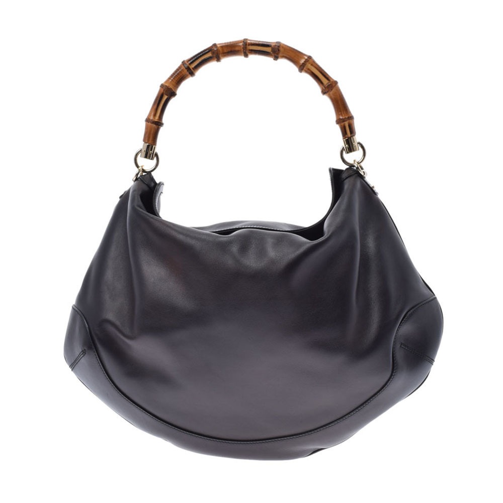 Gucci Handbag Bamboo Handle Leather Top Black - Picture 2 of 11